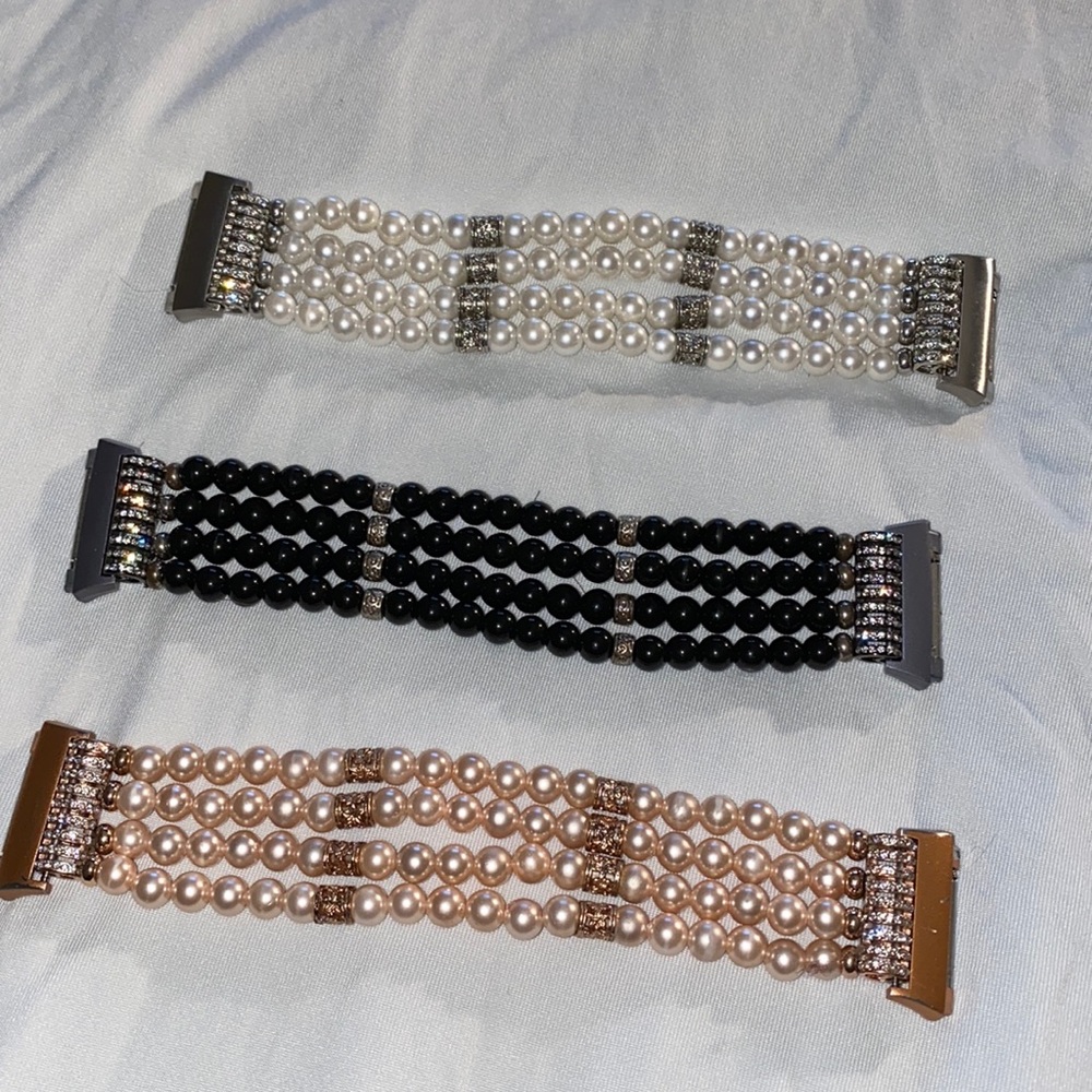 3 Fitbit Ionic Bands, Black, White & Rose Gold